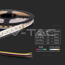 V-TAC LED pás 24V SMD5050 60 LED/m 7-24W/m 3v1 + RGB IP65