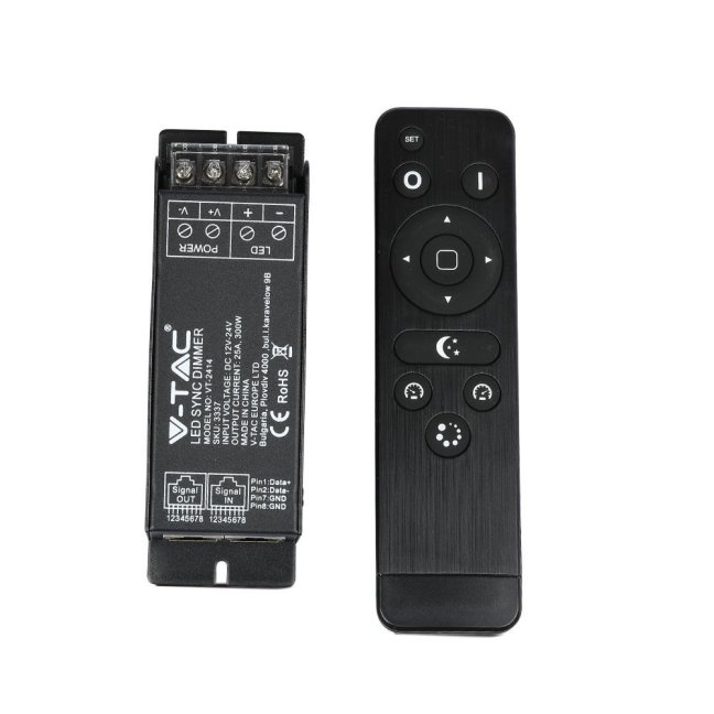 V-TAC ovládač pre LED pásy 12V-24V 300W RF V-TAC ovládač pre LED pásy 12V-24V 300W RF