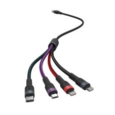 V-TAC POWER USB kábel 4v1 1,2m čierny