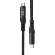 V-TAC POWER USB kábel USB-C-C 1m čierny s displayom