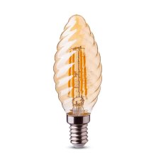 V-TAC LED žiarovka E14 C37 4W 2200K amber filament twist