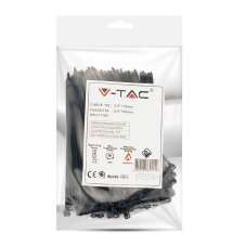 V-TAC sťahovacie pásky 2,5 x 100mm čierne - balenie 100 ks