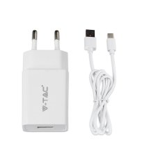 V-TAC nabíjačka USB 18W biela + USB-C kábel